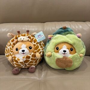 Squishable Undercover Corgi Set of 2 in Avocado & Giraffe Costume Plush Toy